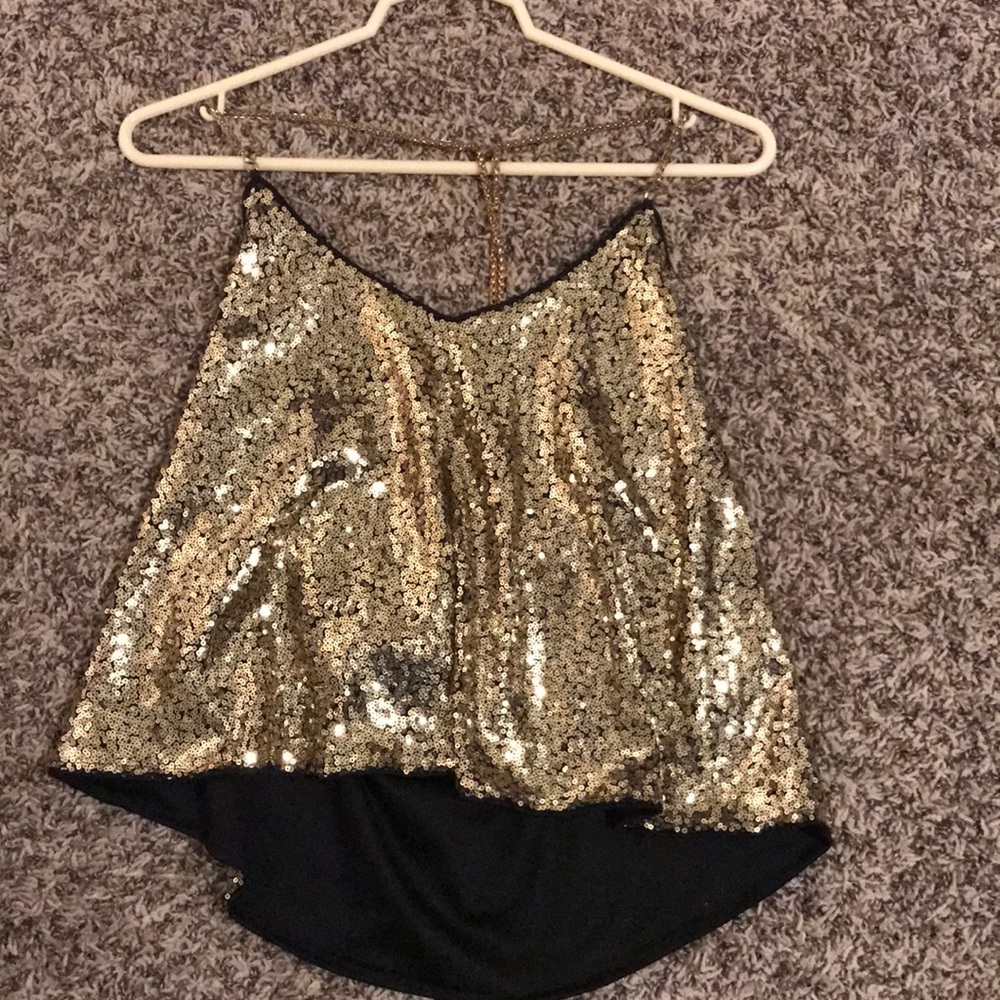 Gold sequined top for NYE